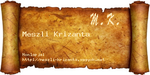 Meszli Krizanta névjegykártya